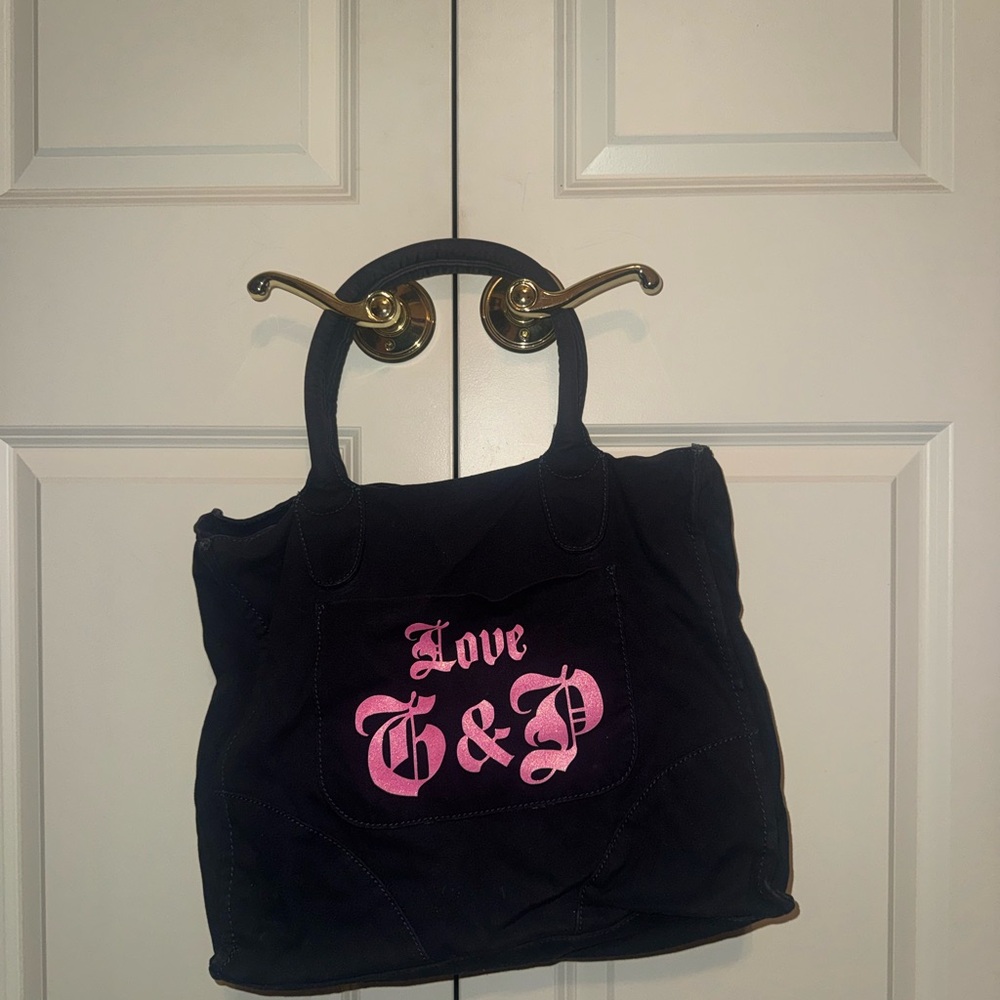 Vintage Juicy Couture Black Tote with Pink Crown - Picture 2 of 5